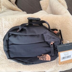 The North Face Black Belt Bag with Orange Accents